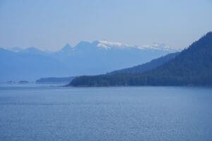 View of the Tongass National Forest on Kuiu Island in the Inside Passage of Southeastern Alaska in the Pacific Ocean, USA